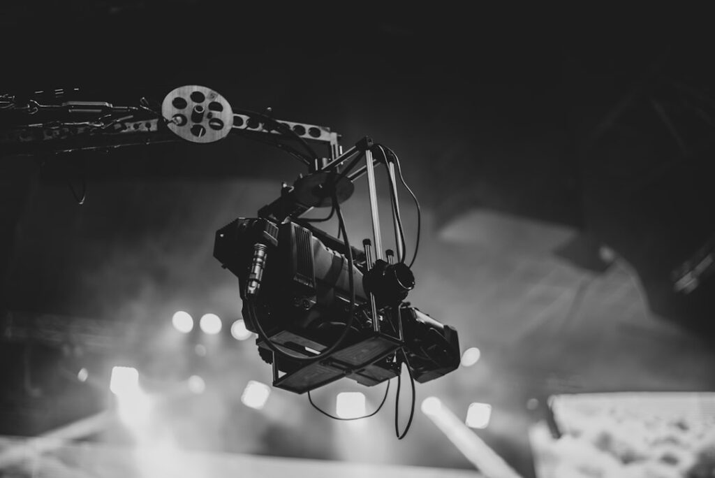 Professional cinema camera ready for the next take